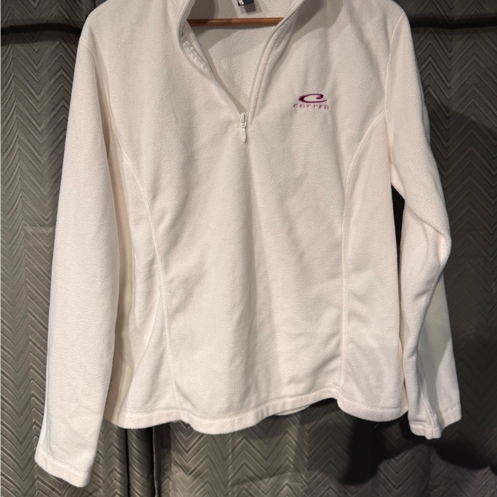 Cream Quarter-Zip Fleece Pullover by Gerry Weber